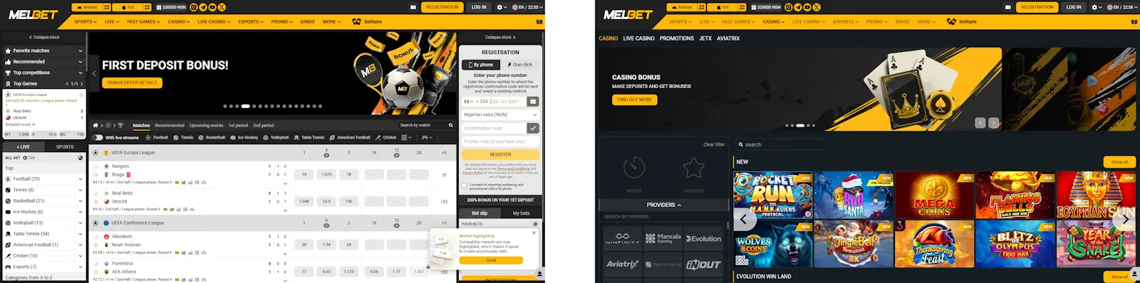 MELbet Sportsbook and Casino Screenshot